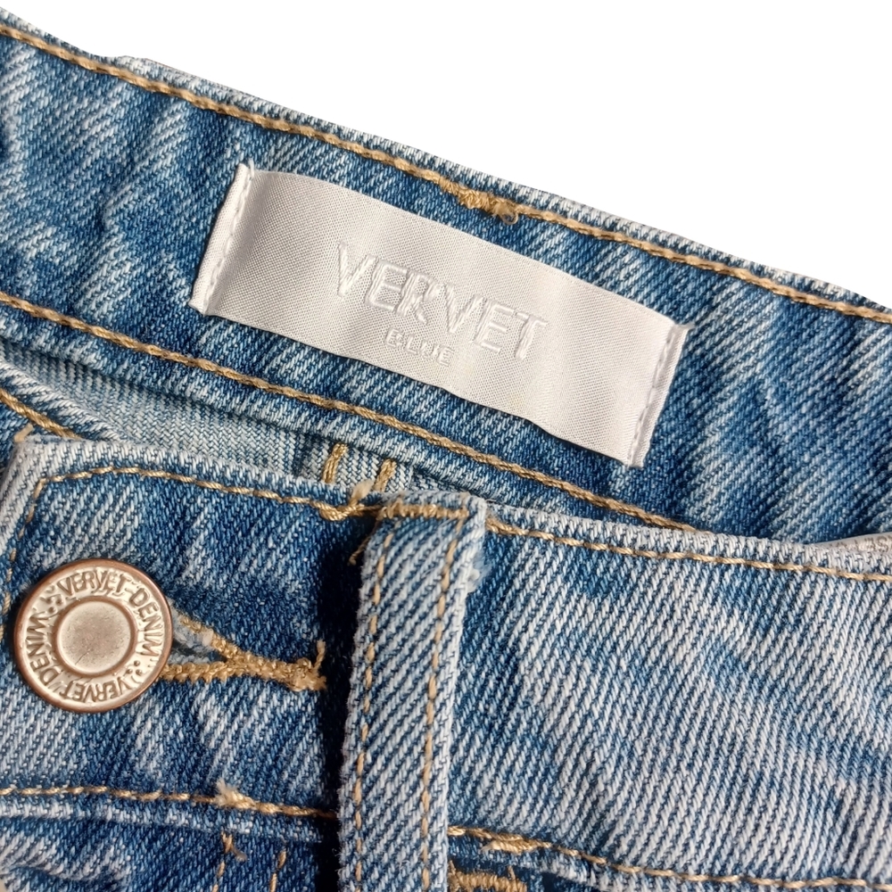 VERVET Blue Ombre Button Fly Distressed Raw Hem High Waisted Jean Denim XS - Picture 3 of 6